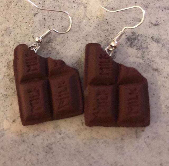 Chocolate Candy Bar Earrings, Magnets or Pins
