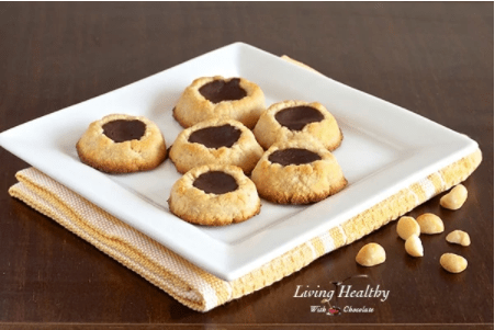 chocolate macadamia thumbprint cookies