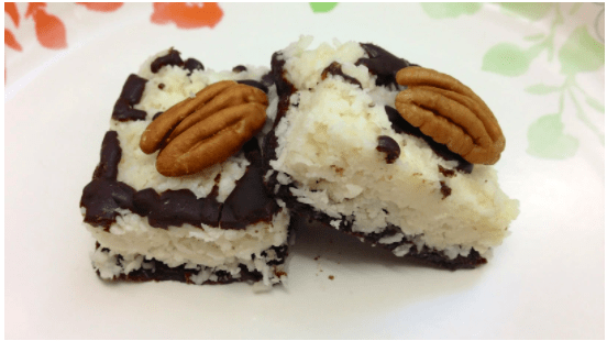 paleo chocolate delight coconut bars