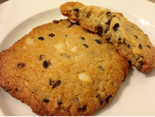 paleo cookies with cacao nibs, macadamia nuts and coconu