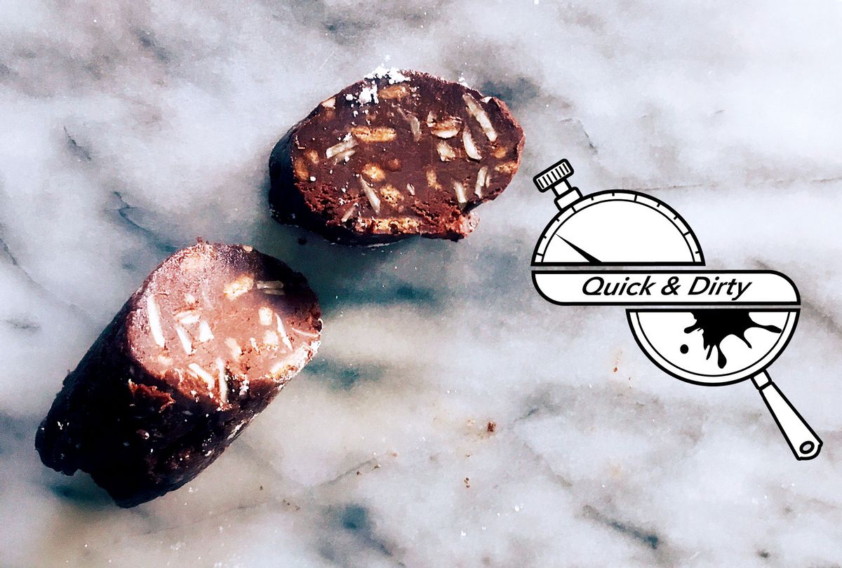 A spiced, no-bake chocolate "salami" that's been around the world