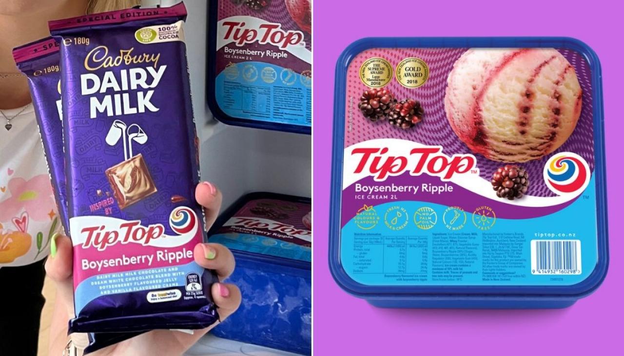 Cadbury and Tip Top launch Dairy Milk Tip Top Boysenberry Ripple chocolate in first-ever collab